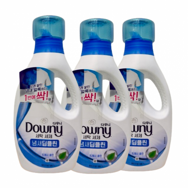 다우니 프리미엄 상쾌한향 액체형 세제 냄새딥클린 블루 본품, 1L, 3개