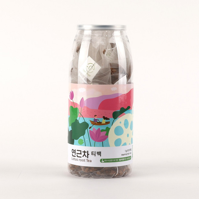 PLA생분해 필터 사용한 연근차 티백 30T 산나래 가마솥 수제 건강차, 1개, 30개입, 1g