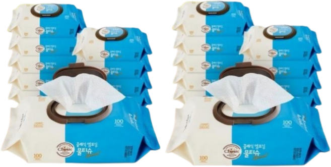 루고 고평량 물티슈 미엘 클래식 엠보싱 100매 X 캡형 20팩임, 270g, 100개입, 20개