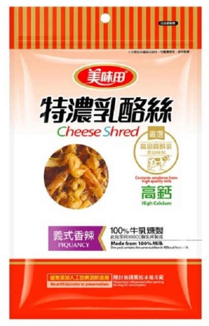 美味田 特濃乳酪絲 義式香辣 高鈣, 60g, 1個