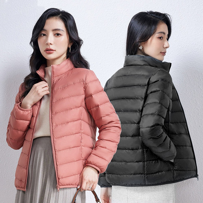 ZAJA여성용 겨울 슬림 스탠드칼라패딩 가벼운 덕다운 빅사이즈 100%오리털 점퍼 경량 오리털 숏패딩