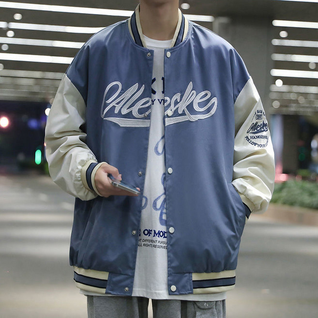 남성용 야구점퍼 트렌드 남자 야구복 봄가을 빅사이즈 루즈핏 캐주얼 재킷 간절기 아우터 코트 YJW