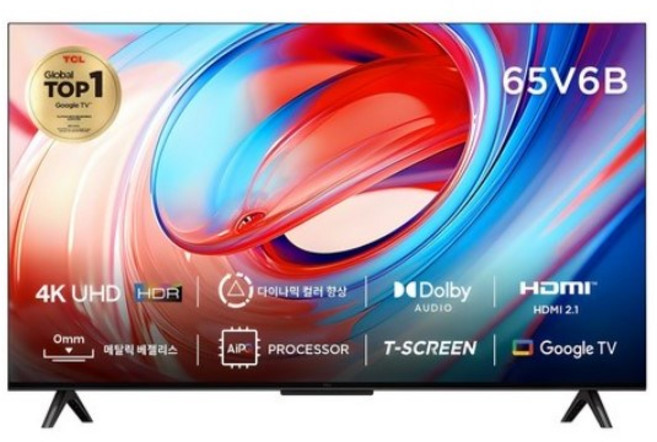 TCL 4K UHD HDR 스마트 TV, 164cm(65인치), 65V6B, 스탠드형, 방문설치