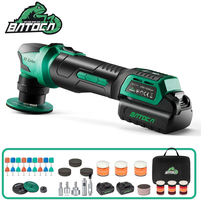 무선광택기 자동차광택기 전기 BATOCA S4 3mm 12mm 랜덤 궤도 프리 20Ah 리튬 배터리 2 개, 1)SET 1  110 볼트 130 볼트