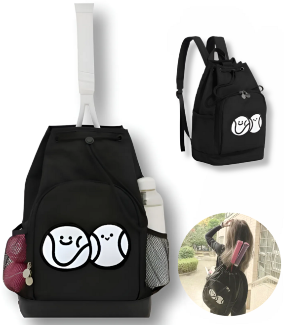 조이블리 경량 배드민턴 테니스 라켓 소형 백팩 가방, 블랙, 1개