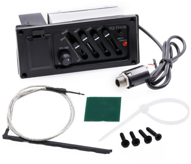 EQ-7545R 프리 앰프 어쿠스틱 기타 프리 앰프 앰프 튜너 4 밴드 EQ 이퀄라이저 피에조 픽업, 하나, 하나 * 사진 색상 * 1개, 1개