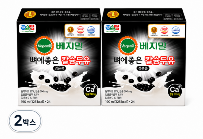 베지밀 뼈에좋은 칼슘 검은콩 두유, 190ml, 48개