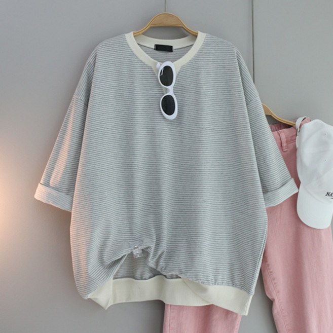 달콩 여성 삼각단가라오버핏칠부맨투맨 빅사이즈 루즈핏