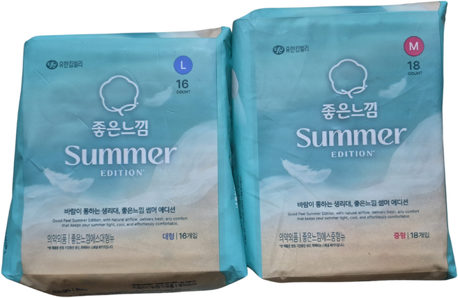 좋은느낌 썸머 에디션 낱개형 라지 16매 미들 18매, 2개, 대형