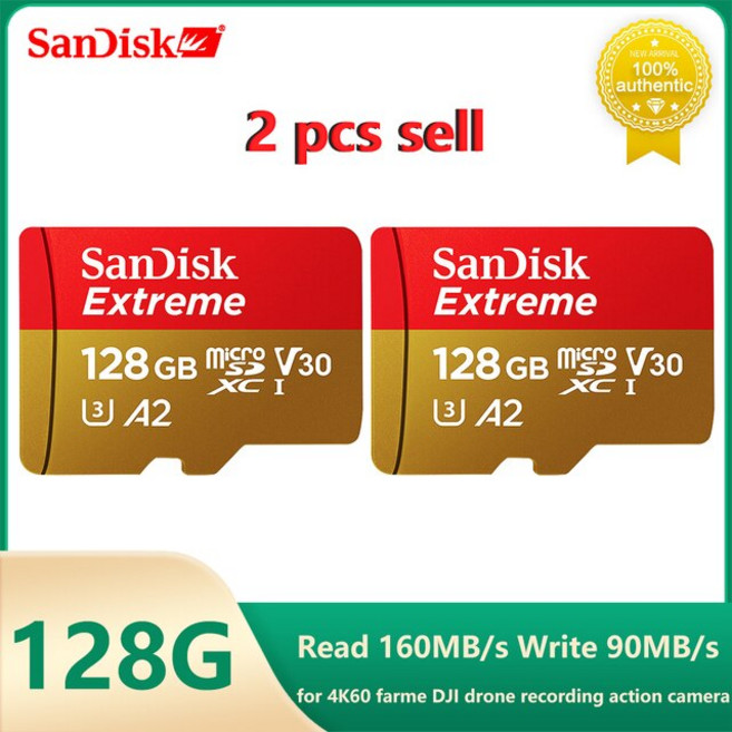 SanDisk 2 pcs 판매 A2 U3 V30 극단적 인 마이크로 SD 카드 1 테라바이트 512GB 400GB 256GB 64GB 메모리 3, 04 128GB 2 pcs