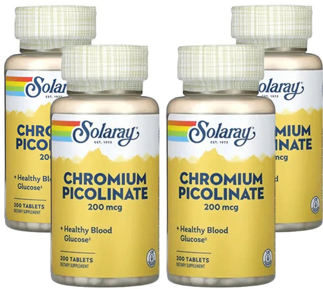 쏠라레이 피콜린산크로뮴 200mcg 200정, 4개 - 쿠팡