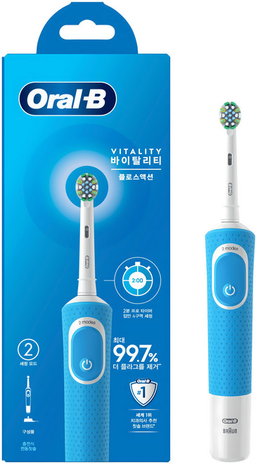오랄비 바이탈리티 플로스액션 전동칫솔, 블루, 1개, D100