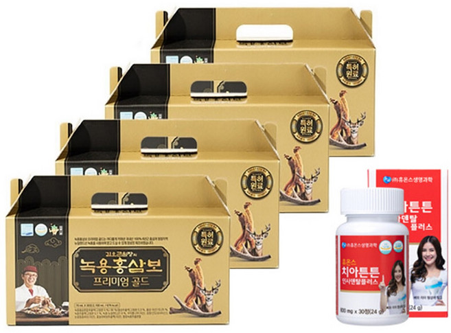 김오곤 녹용홍삼보 (3개월분+1개월분+치아튼튼 1개월분) 6년근 홍삼엑기스 녹용엑기스 동충하초 꾸찌뽕 침향, 2.1L, 1세트