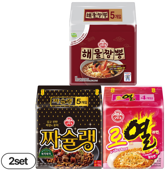 오뚜기 짜슐랭 5입+해물짬뽕 5입+로열라면 4입, 6팩