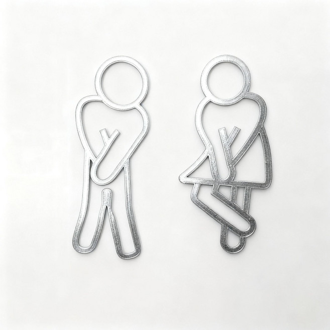 몽드라팡 남녀 화장실 표지판 스티커, 1개, 은색