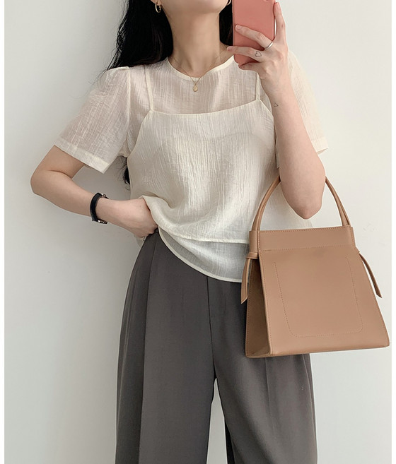 여름 반팔 수아르 뷔스티에 세트 하객룩 데이트룩 면접룩 블라우스 P0002690