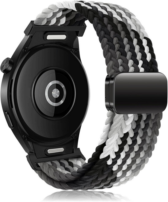 Fegwilde 갤럭시워치 호환 마그네틱 브레이드 스포츠 루프 스트랩 20mm 워치7/6/6클래식/5/5골프/4/4클래식 40mm 44mm 45mm 43mm 47mm 42mm 46, 검은 색 영리