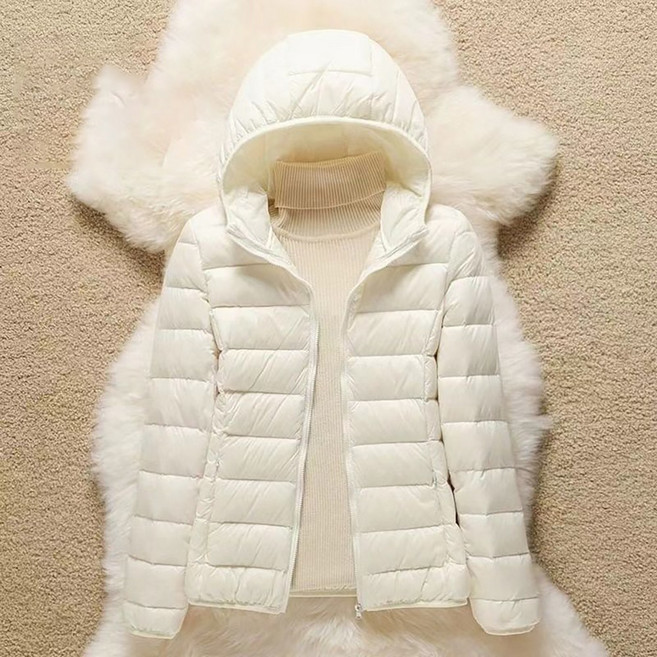 ROYALBELLE 여성 숏기장 후드 패딩 가벼운 데일리 캐주얼 따뜻한 빅사이즈 자켓 K0110215