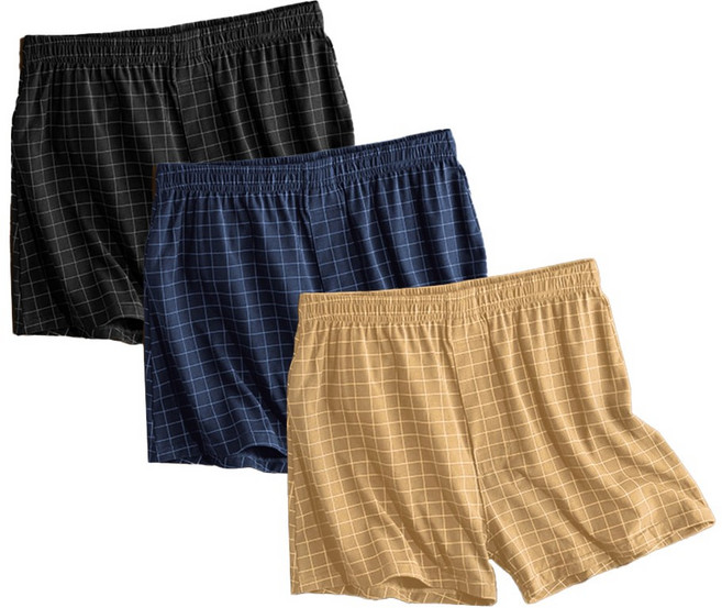 남성 체크 트렁크 팬티 3매입 세트