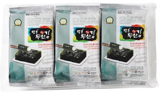 장흥무산김 도시락김 3봉1팩, 12g, 1개