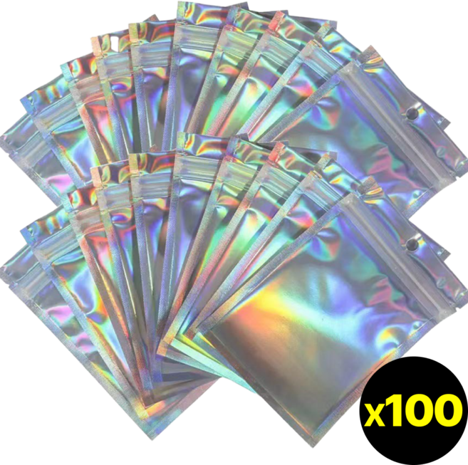 우아여우 오로라 홀로그램 지퍼백 선물 포장 100p 5종, 9x12, 100개