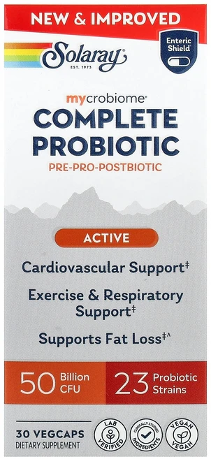 솔라레이 Solaray Mycrobiome® Complete Probiotic Active 30 VegCaps, 솔라레이 Solaray, Mycrobiome®, Co, 1개 - 쿠팡