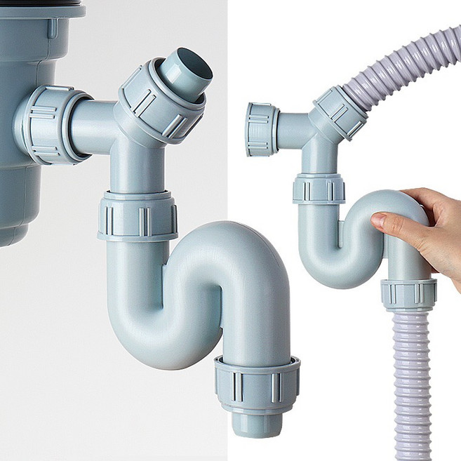 싱크s트랩 싱크대배수구교체 배수관냄새제거 하부호스 하수구악취차단, 싱크s트랩 2구