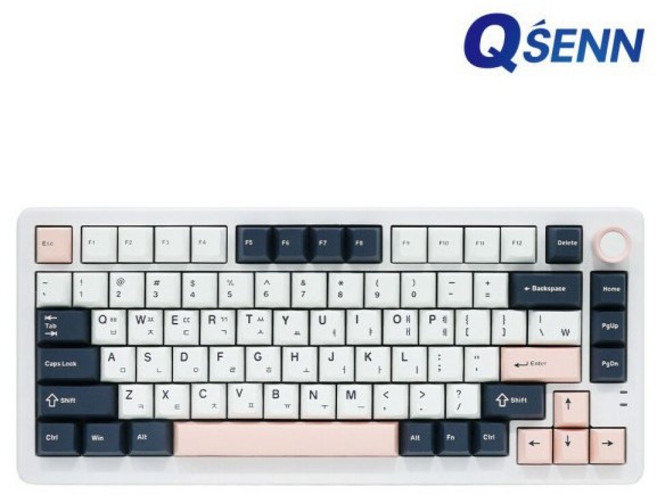 큐센 Q75 가스켓 방식 풀윤활 유무선 블루투스 기계식 게이밍 키보드, 화이트, ( QSENN 정품 ) Q75 애플민트축V1