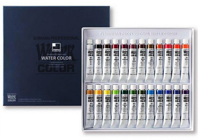 신한화구 전문가용 수채화물감 세트, 7.5ml, 24색