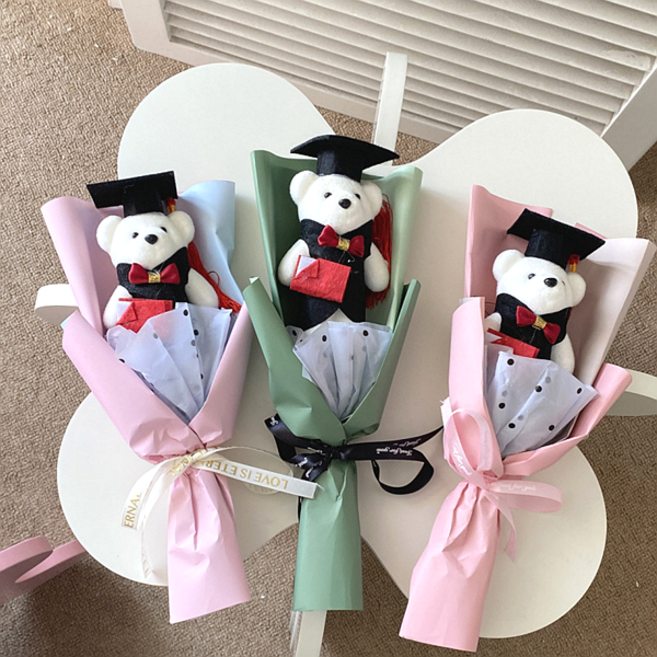 곰돌이 학사모 졸업 꽃다발 곰 인형 꽃다발 단체 선물 대량