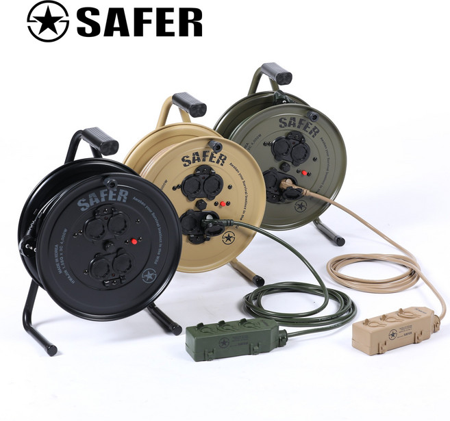 세이퍼 캡형 20m 4구 릴선 전기 리드선 전기선 작업선 연장선 전선릴, [샌드 4구/20m]캡형 릴선, 1개