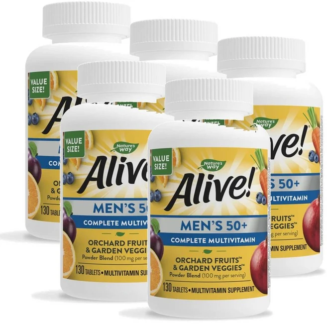 네이처스웨이 얼라이브 50세이상 남성 컴플리트 멀티비타민 Nature's Way Alive Men Multivitamin, 130정, 5개 - 쿠팡