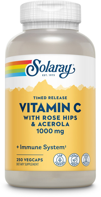 Solaray 緩釋維他命C玫瑰果西印度櫻桃素食膠囊 1000mg, 250顆, 1罐