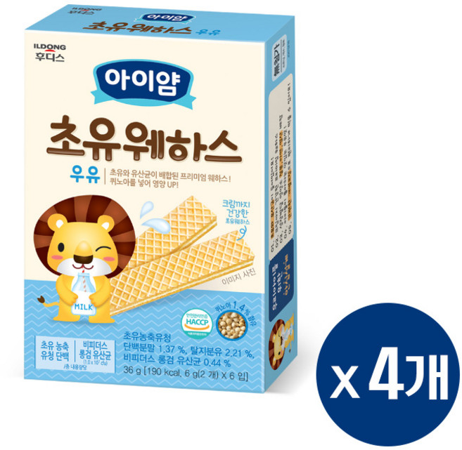 일동후디스 아이얌 초유웨하스, 우유, 36g, 4개