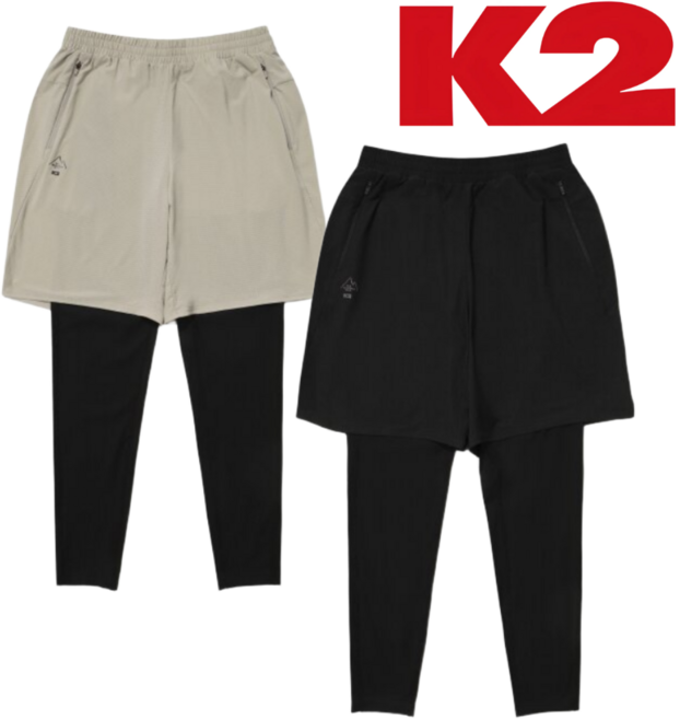[정상가: 129 000원] K2 남성 투인원 쇼츠 레깅스 바지 봄 여름 통기성 스트레치 활동성 전체밴딩 편한 운동바지 휴가 바캉스 워터파크 바다 스포츠 러닝 헬스 요가 수영바지