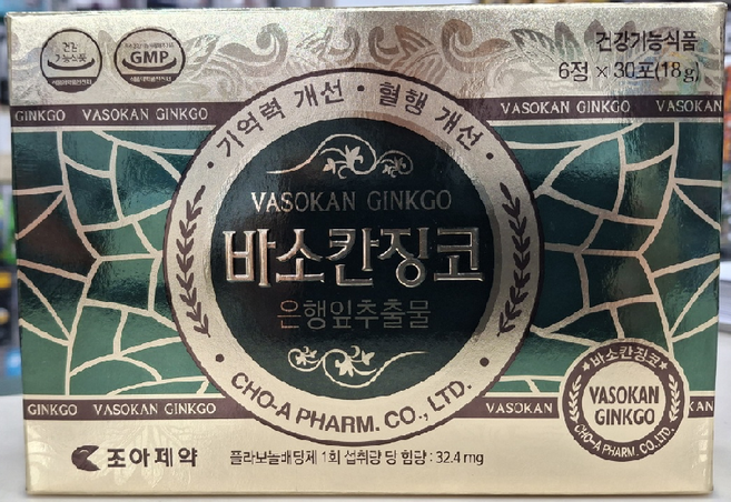 조아제약 바소칸 징코, 6정, 30개