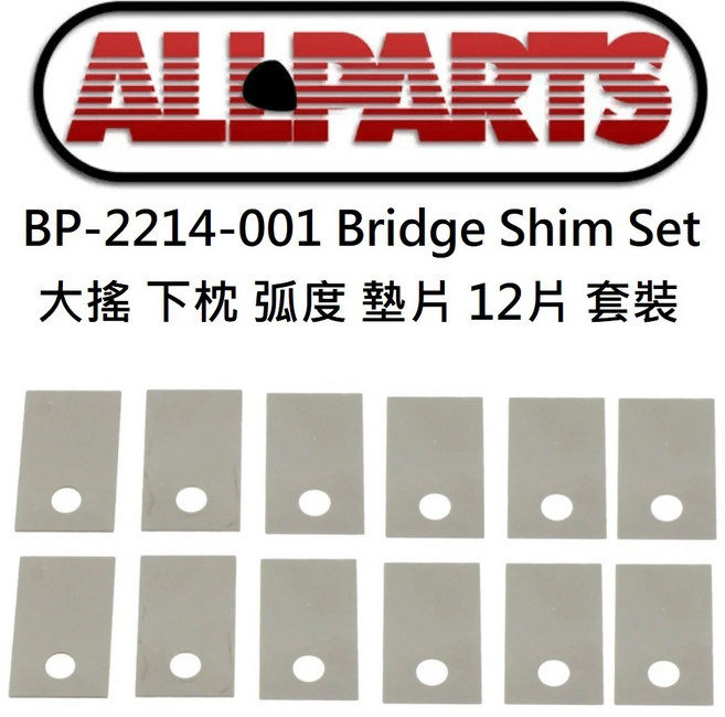 Allparts BP-2214-001 Floyd Rose 大搖下弦枕墊片 12片調整套裝 提升演奏手感與音色, 1個