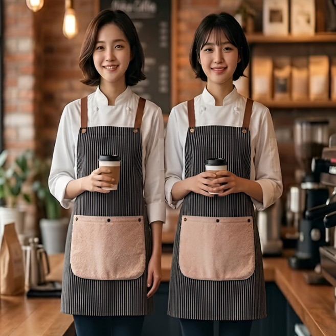 퍼플릿 방수 행주 탈부착 앞치마, 블랙, 1개