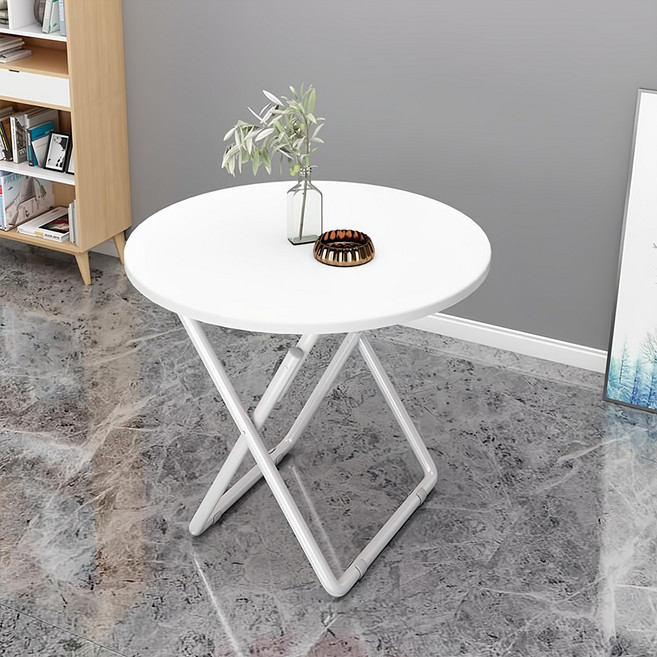 가구느낌 나인 원형 접이식 테이블, 화이트화이트, 2인용