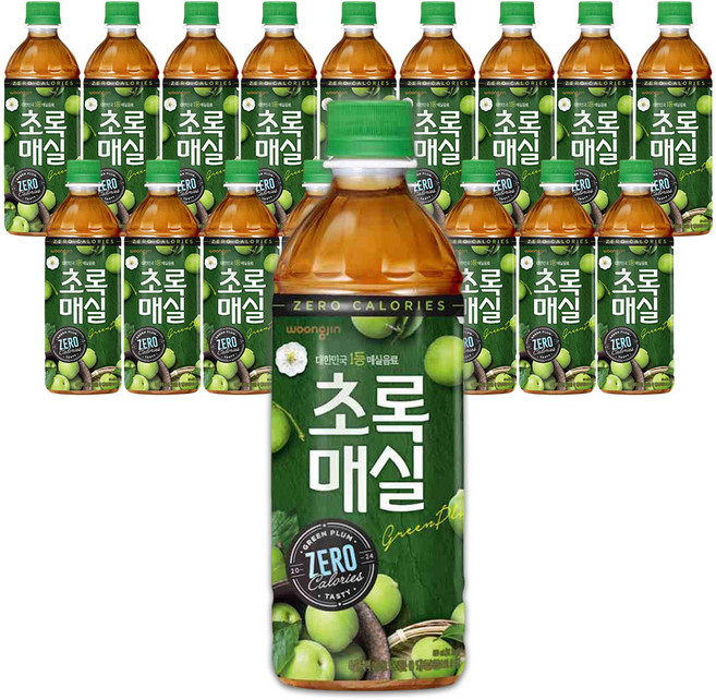웅진식품 초록매실 제로 페트 업소/가정 랜덤, 500ml, 18개