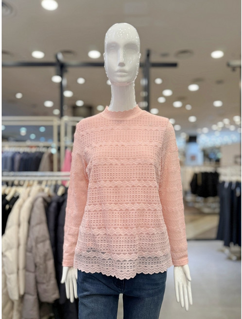 크로커다일레이디 레이스 반넥 간절기 스판 티셔츠 CLESTS103