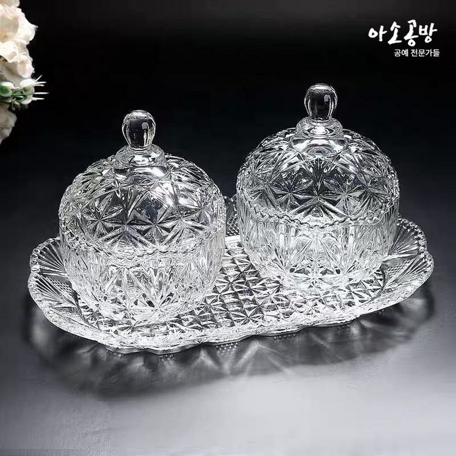 아소공방 크리스탈 클리어 캔디볼 트레이 세트, 투명, 1세트