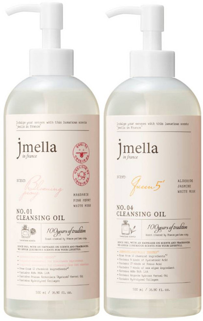 [1+1] 제이멜라 대용량 클렌징오일 5종 500ml (택1) / 블랙헤드 AHA BHA LHA, 1개, (1+1)블루밍피오니+퀸5