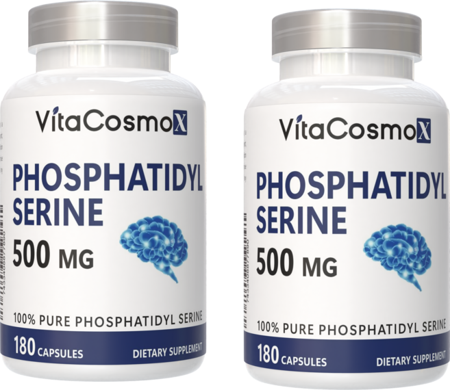미국직배송 VitaCosmoX Phosphatidylserine 포스파티딜세린 500mg, 2개, 180정