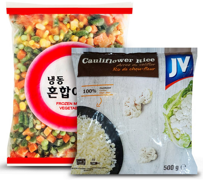 냉동 컬리플라워 라이스 500gX 2팩 + 4종혼합야채 1kg 1팩, 500g, 1개