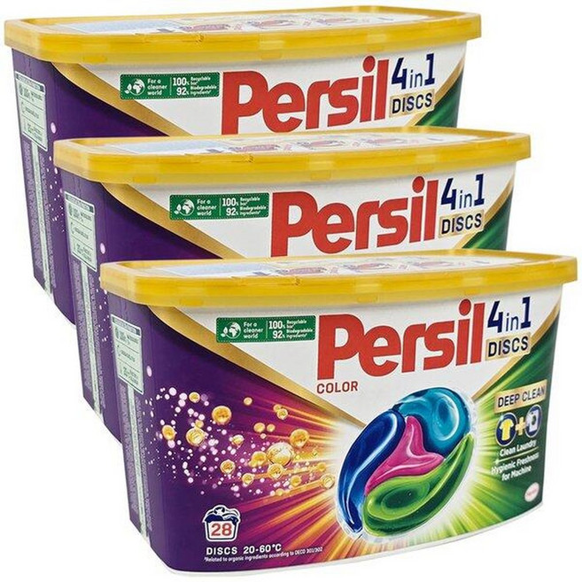 퍼실 디스크 딥클린 캡슐 세탁세제 컬러 28p 3개 배송, 28개입, 3박스