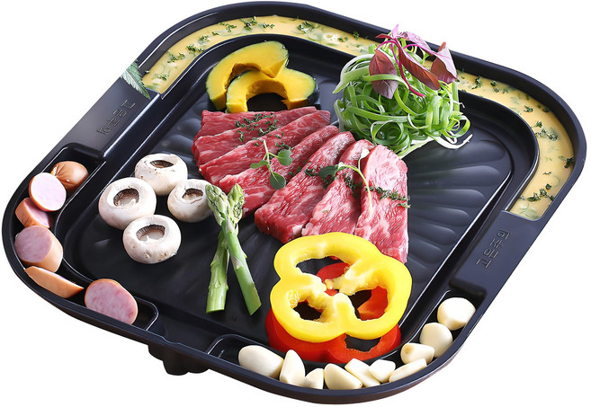 퀸센스 혼술 구이팬 사각, 33cm, 1개