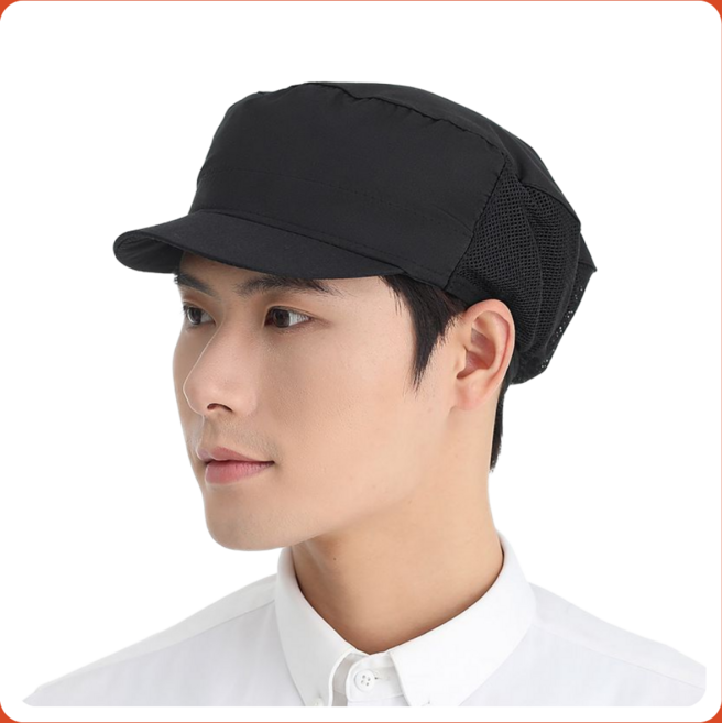 루하무드 초경량 통기성 위생 조리 캡모자, 1개, 블랙