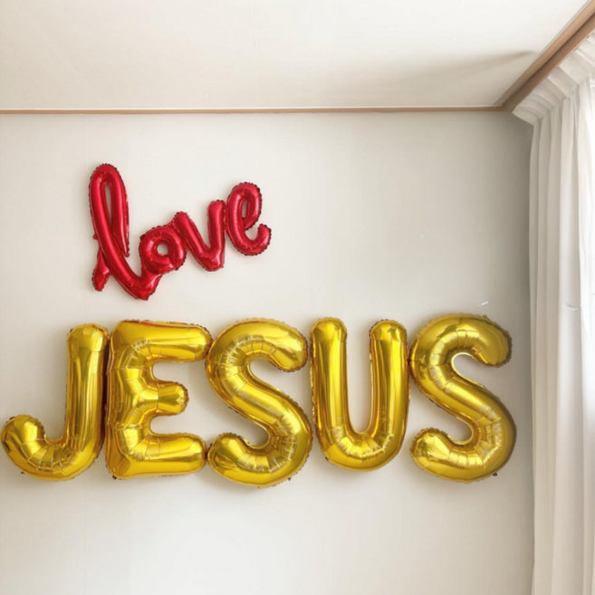 여름성경학교 풍선세트 주일학교장식 포토존 교회 성당 풍선 장식 대형 love jesus, 레드
