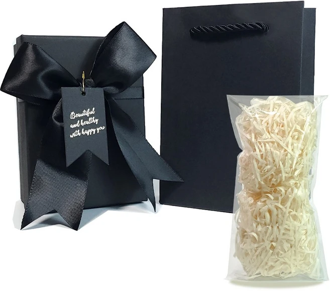 제로리빙 선물 포장 박스 + 쇼핑백, 1개, 검정 - 쿠팡